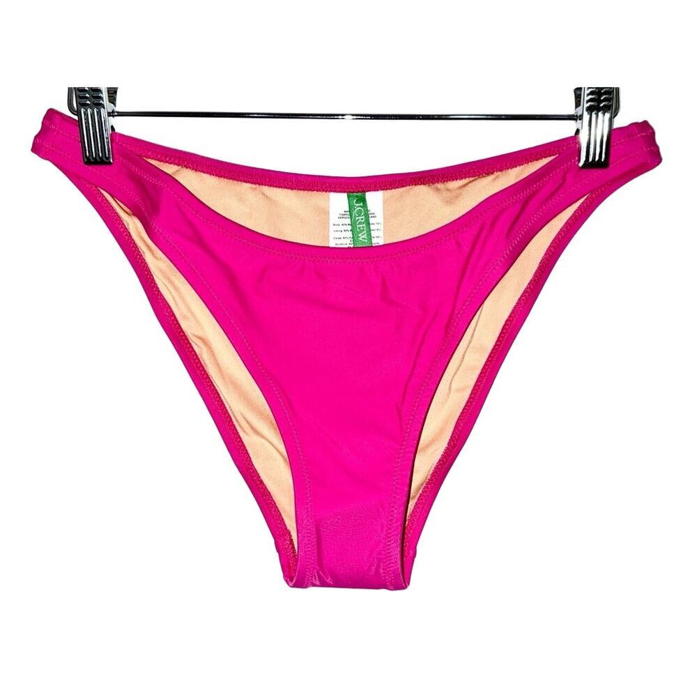 NEW J. Crew Heritage 1989 High-Leg Bikini Bottom BP209 Radiant Fuchsia Pink Sz M